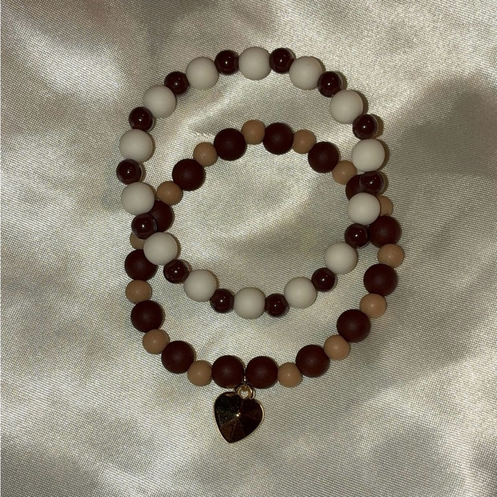 Chic Beaded Bracelet Set with Heart Charm